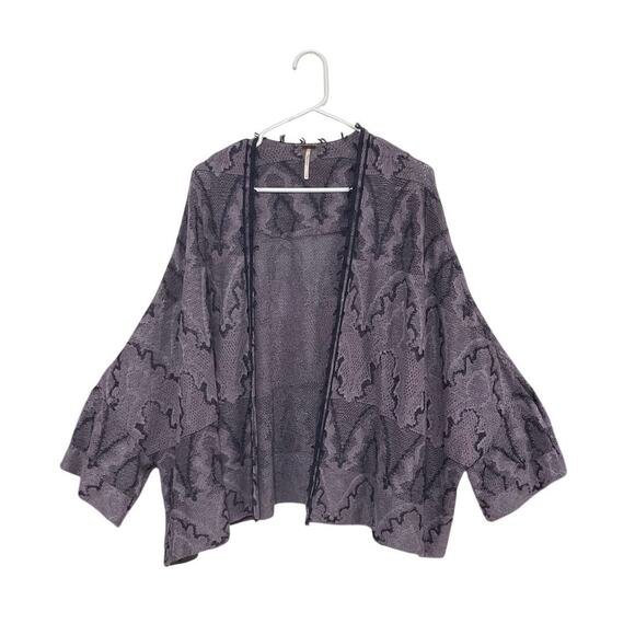 Free People Sweaters - Free People Oversized Purple Kimono Cardigan Size Large Fringe Boho